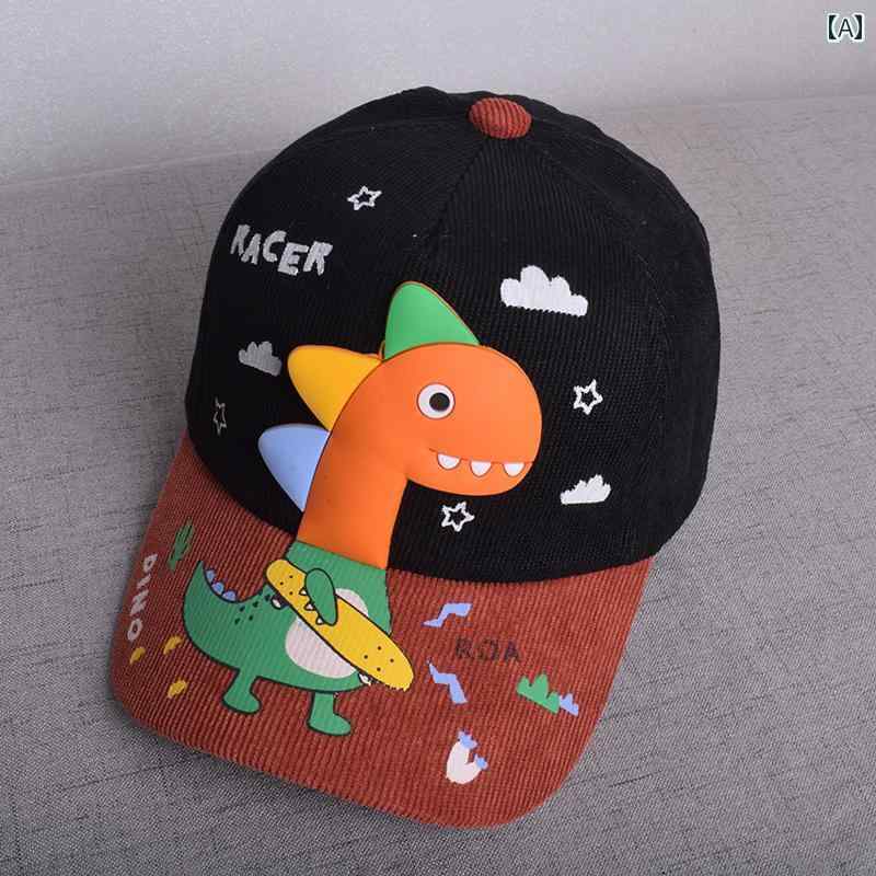 キャップ キッズ 帽子 男の子 女の子 子供 おしゃれ かわいい 赤ちゃん ベビー 恐竜 秋冬 野球帽 ブラック ピンク イエロー