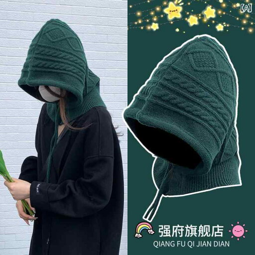 ニット帽 レディース 秋冬 バラクラバ ショール 暖かい 厚手 フード キャップ グリーン ブラック レッド ニット帽 レディース 秋冬 バラクラバ ショール 暖かい 厚手 フード キャップ グリーン ブラック レッド