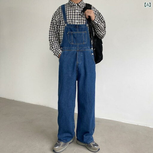 オーバーオール 秋冬 サロペット パンツ つぎ メンズ カジュアル 大きめサイズ ゆったり ワイド ポケット デニム 青 オーバーオール 秋冬 サロペット パンツ つぎ メンズ カジュアル 大きめサイズ ゆったり ワイド ポケット デニム 青