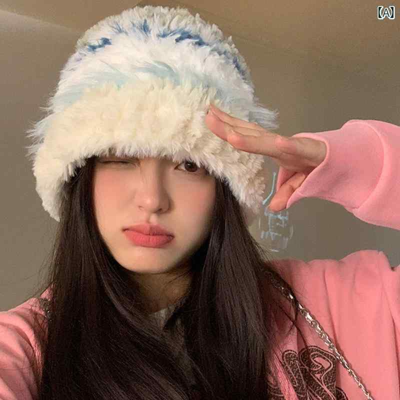 ニット帽 レディース 秋冬 防寒性 暖かい カラーブロック ウール 帽子 ホワイト ブルー ピンク