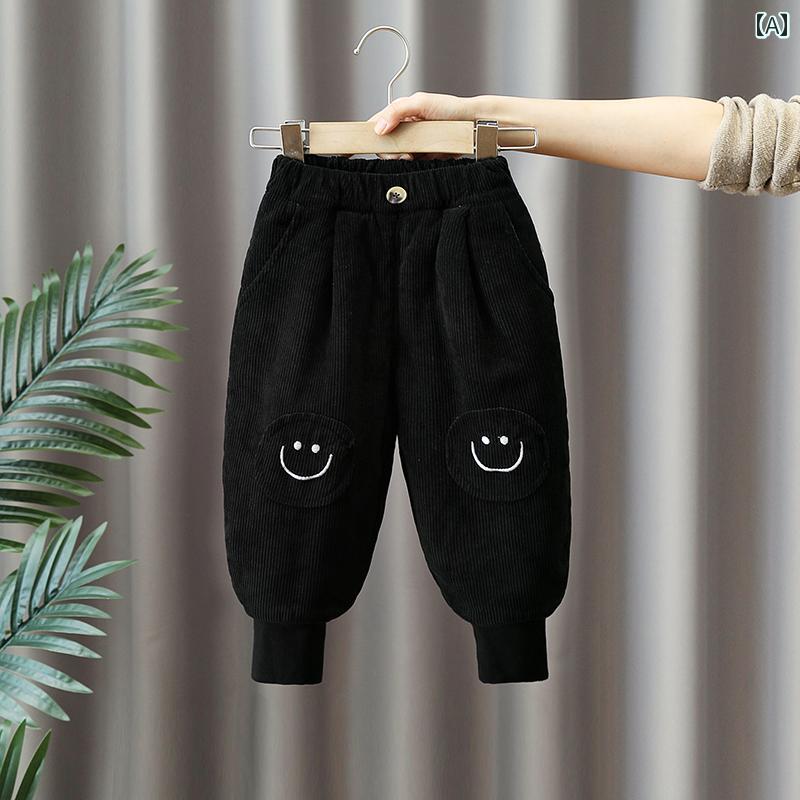 楽天おうち健康生活コーデュロイ パンツ キッズ 子供服 男の子 フリース 冬 ベビー 厚手 暖かい 綿 ブラック グレー ブラウン