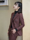 スーツ ジャケット レディース 秋冬 ウール スリム フィット 韓国 長袖 ワインレッド オフィス 通勤 オフィス