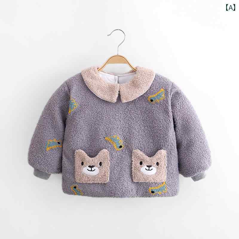 スモック キッズ 男の子 女の子 長袖 アウター 防寒 暖かい 秋冬 ボア 厚手 かわいい ファッション グレー
