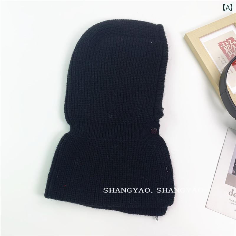 バラクラバ ニット帽 帽子 秋 子供 キッズ マフラー ベビー 暖かい ショール ウール 無地 ブラック グリーン レッド