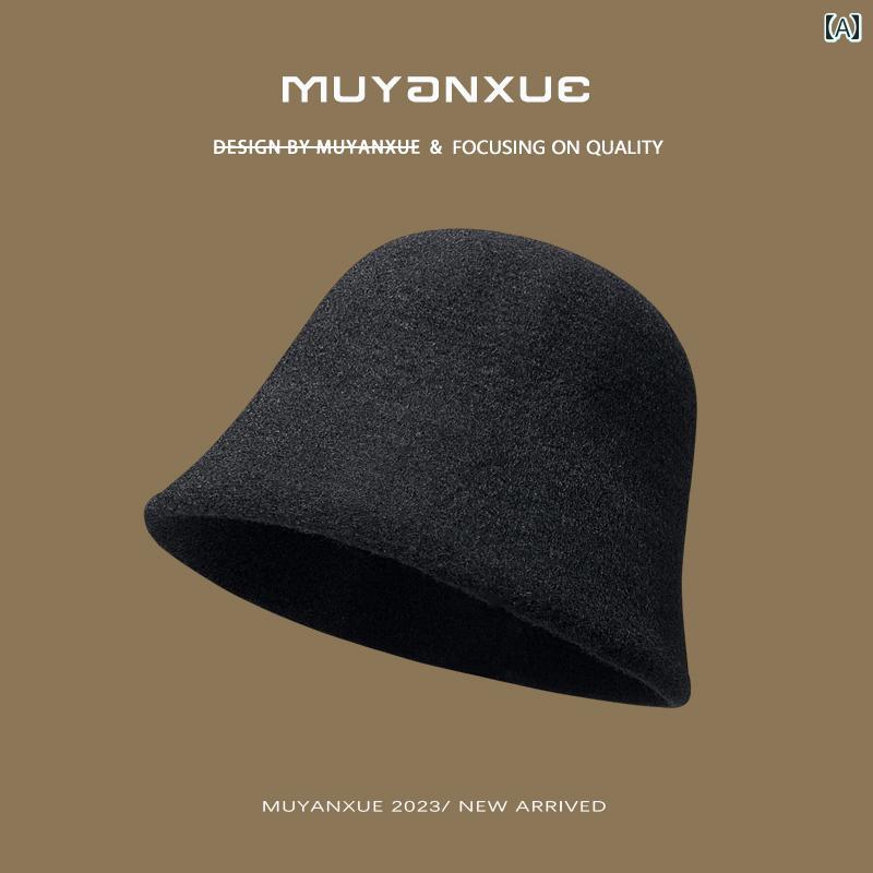 バケットハット 帽子 レディース かわいい おしゃれ 秋冬 ウール ニット 暖かい ブラック ホワイト カーキ