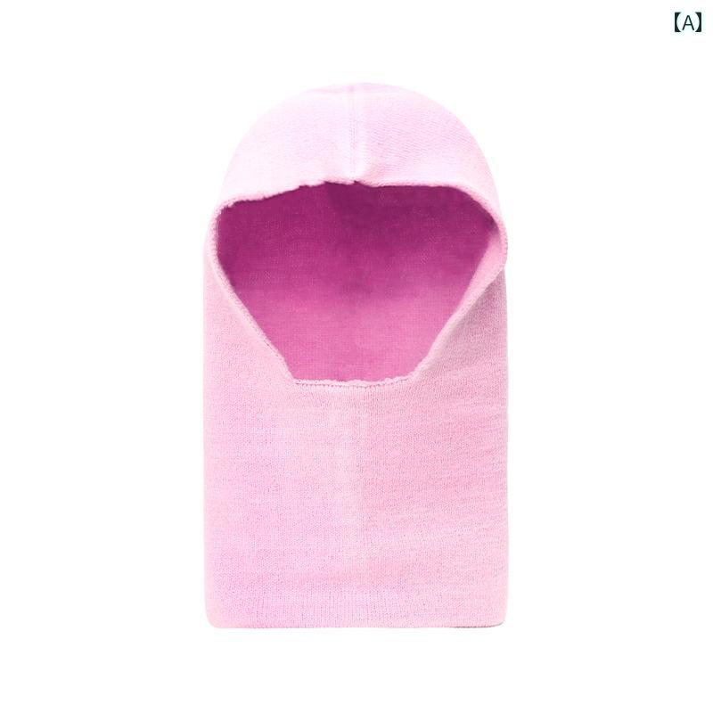 Knit Hat - バラクラバ ニット帽 レディース 帽子 秋冬 ストリート ウール ピンク ブラック レッド
