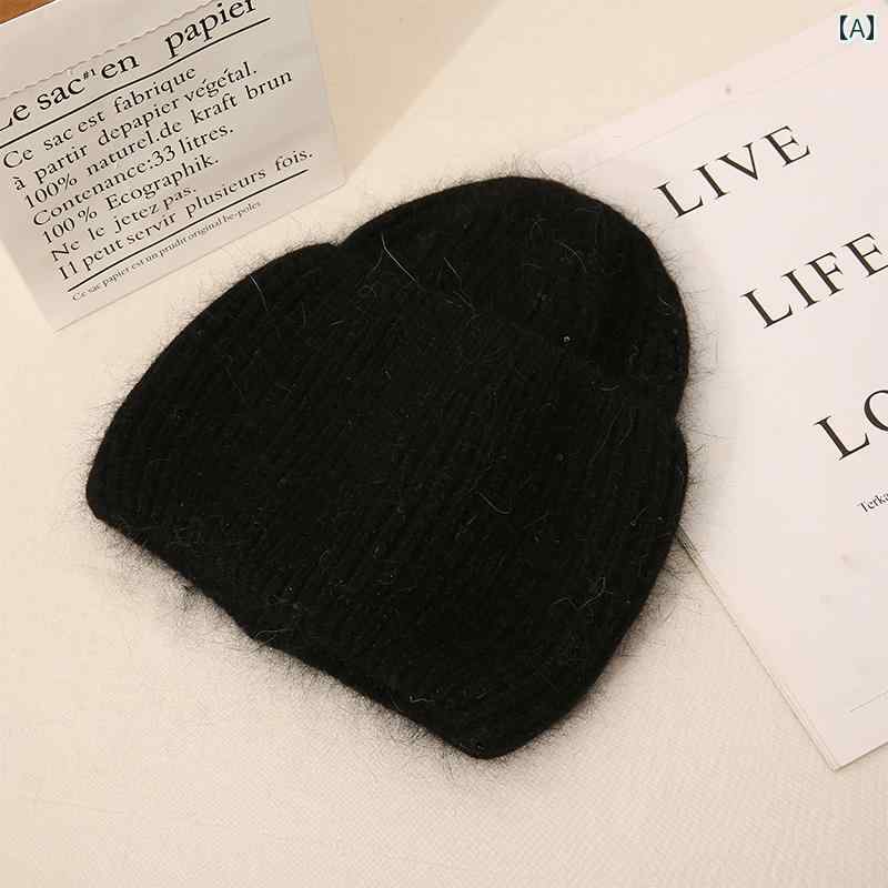 ニット帽 レディース カジュアル 帽子 韓国 ファー 秋冬 ウール 暖かい 防寒 黒 白 ブラウン