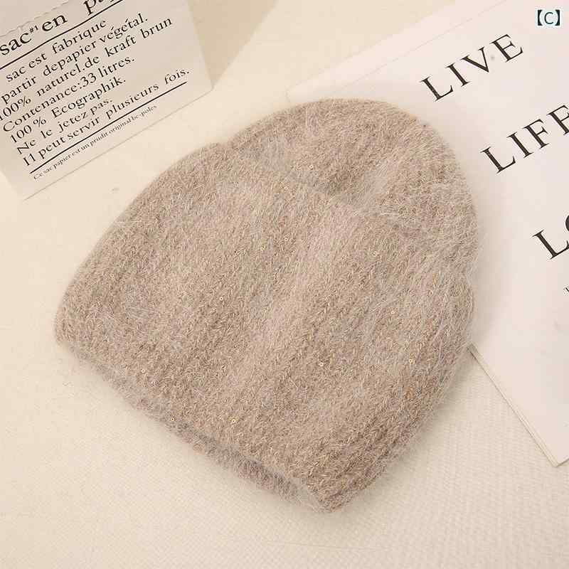 ニット帽 レディース カジュアル 帽子 韓国 ファー 秋冬 ウール 暖かい 防寒 黒 白 ブラウン