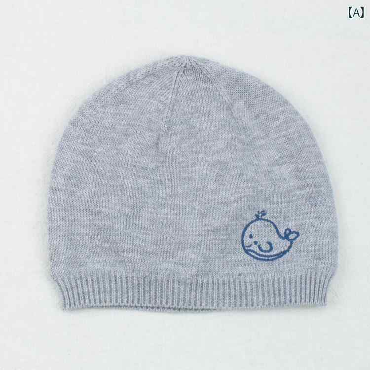 ニット帽 キッズ 子供 男の子 女の子 ベビー 帽子 秋冬 ウール 新生児 グレー ピンク ネイビー