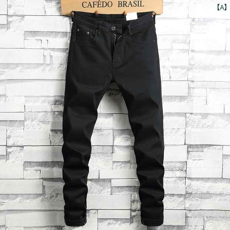 デニムパンツ メンズ ジーンズ ジーパン 秋冬 スキニー カジュアル ストリート ストレート ブラック ホワイト