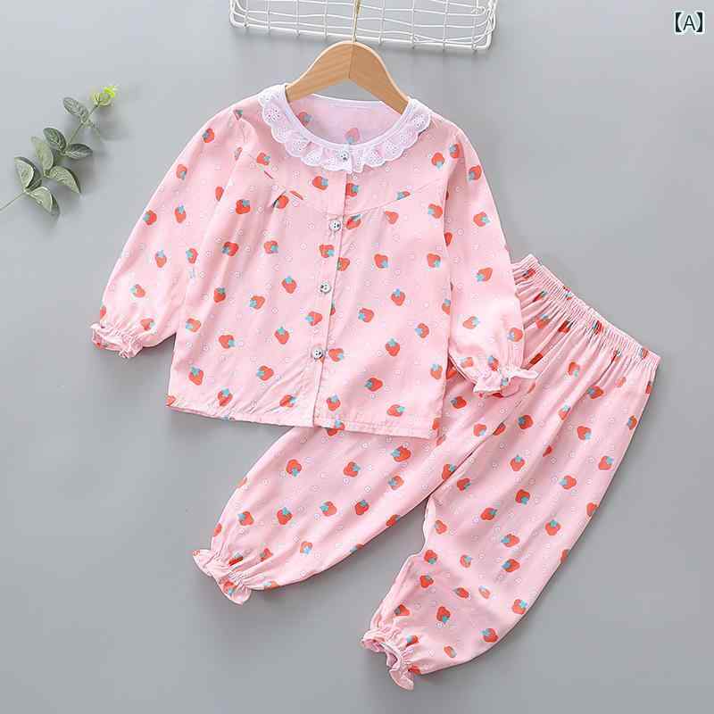 パジャマ キッズ ルームウェア 部屋着 夏 子供 女の子 長袖 綿 コットン レッド イエロー ピンク イチゴ ウサギ