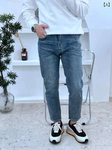 デニムパンツ メンズ ジーンズ ジーパン 春夏 レトロ カジュアル スキニー ストレッチ性 ウォッシュド 韓国 ブルー デニムパンツ メンズ ジーンズ ジーパン 春夏 レトロ カジュアル スキニー ストレッチ性 ウォッシュド 韓国 ブルー