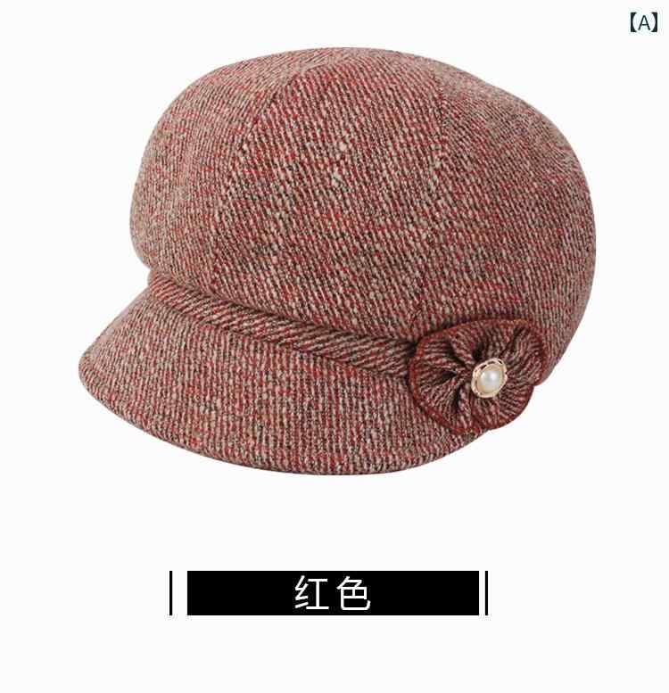 キャスケット 帽子 ベレー帽 レディース 秋冬 婦人 キャップ カジュアル レッド グレー キャメル