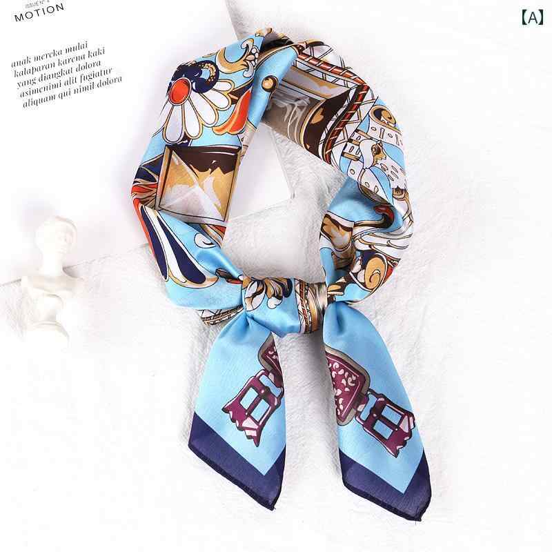 スカーフ おしゃれ レディース ストール 春秋 小さめ 正方形 韓国 バッグ 装飾 ヘアバンド 薄手 蝶 ブ..