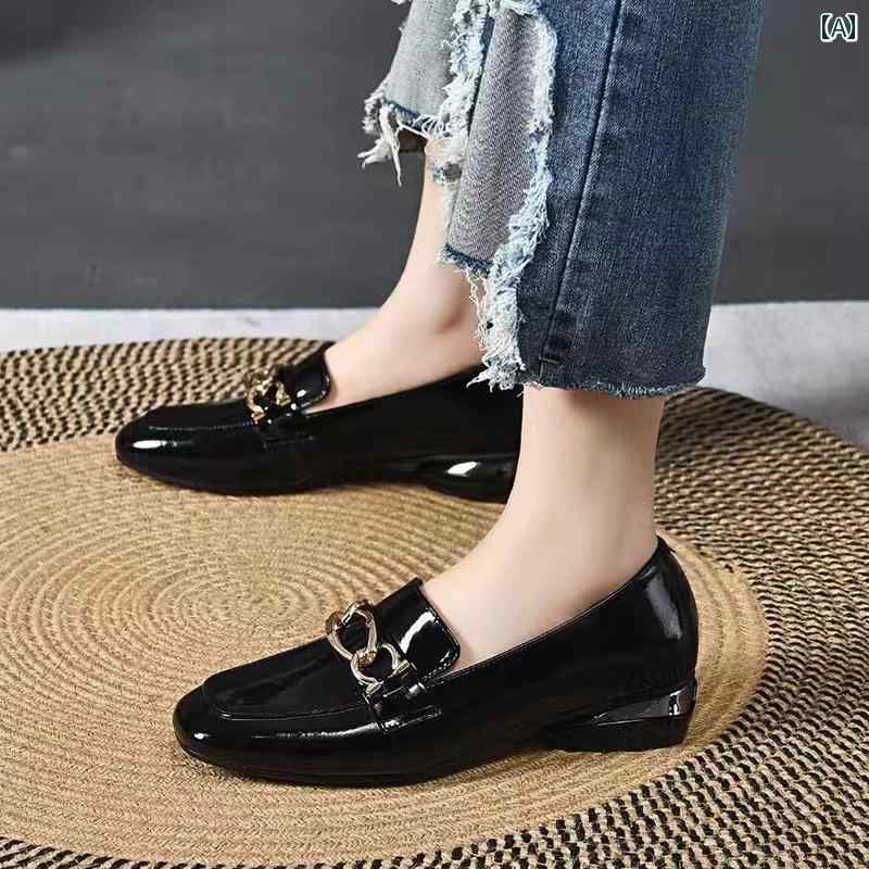 ローファー レディース パンプス シューズ 春秋 ローヒール 革 レザー ブラック ホワイト ブラウン