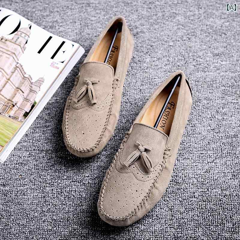ローファー メンズ 紳士靴 シューズ タッセル おしゃれ スリッポン 春春秋夏 韓国 ドライビング カジュアル 革靴 カーキ 黒 グレー