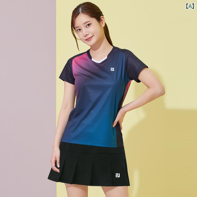 バドミントン ウェア スポーツ ファッション おしゃれ メンズ レディース 春夏 速乾 テニス 半袖 トッ..