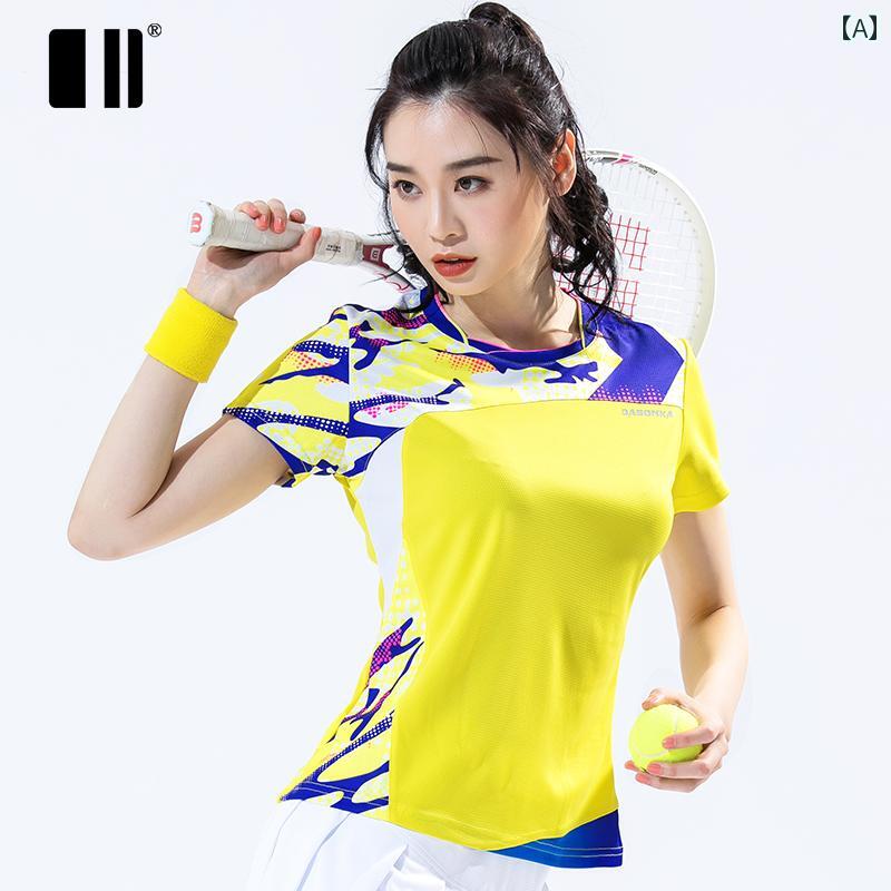 バドミントン ウェア スポーツ ファッション おしゃれ メンズ レディース 速乾 半袖 トップス Tシャツ テニス ジャージ 卓球
