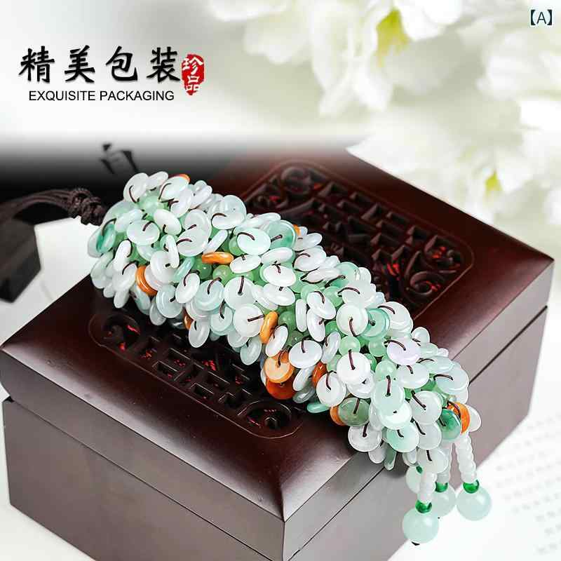 車 ルームミラー アクセサリー 飾り 装飾 翡翠 カー ペンダント メンズ レディース ホワイト グリーン