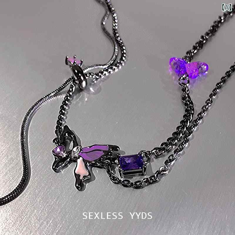 ネックレス メンズ レディース アクセサリー おしゃれ ファッション 蝶 軽量 チェーン ジュエリー シルバー