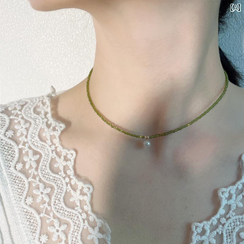 ネックレス メンズ レディース アクセサリー おしゃれ ストーン パール シンプル ギフト グリーン