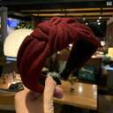 カチューシャ ヘアアクセサリー レディース レトロ ニット ワイド シンプル ワインレッド イエロー カーキ