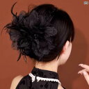 ヘアクリップ ヘアアクセサリー レディース フェザー クリップ ヘッドバンド ピン ブラック