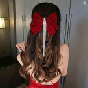 ヘアアクセサリー レディース 結婚式 リボン 秋冬 タッセル ラインストーン キラキラ ヘアピン レトロ おしゃれ 簡単 ブラック レッド