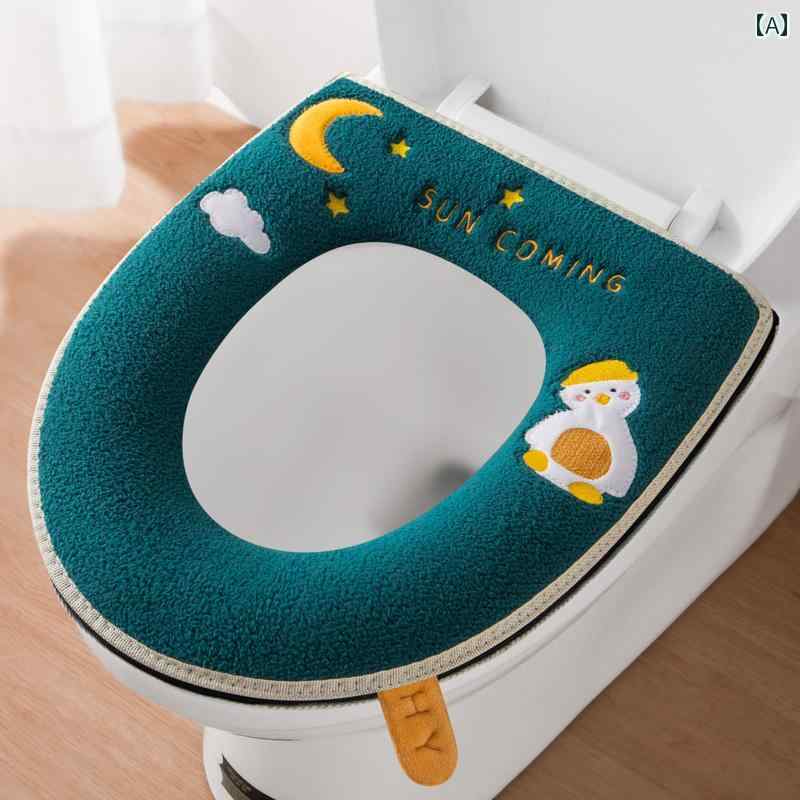便座カバー 便座シート トイレ品 家庭 便座 クッション 取っ手 かわいい オールシーズン 厚手 防水 ジ..
