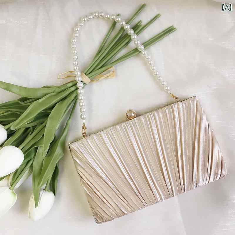 パーティー バッグ 結婚式 レディース おしゃれ パール チェーン ハンドバッグ クラッチ ブルー ブラック ゴールド