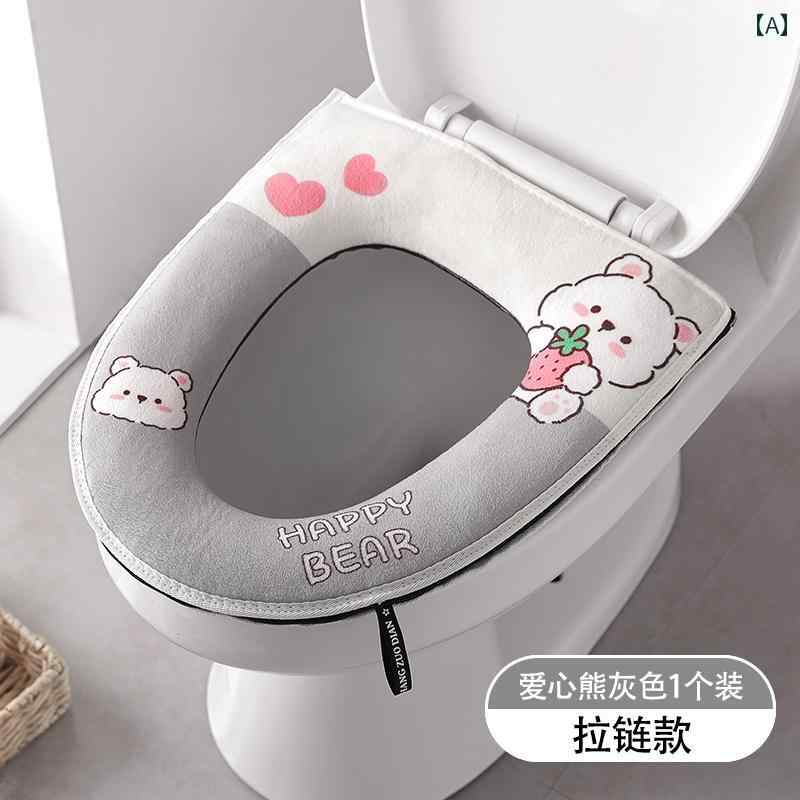 便座カバー 便座シート トイレ品 家庭 便座 クッション 取っ手 オールシーズン 秋冬 厚手 防水 ジッパ..