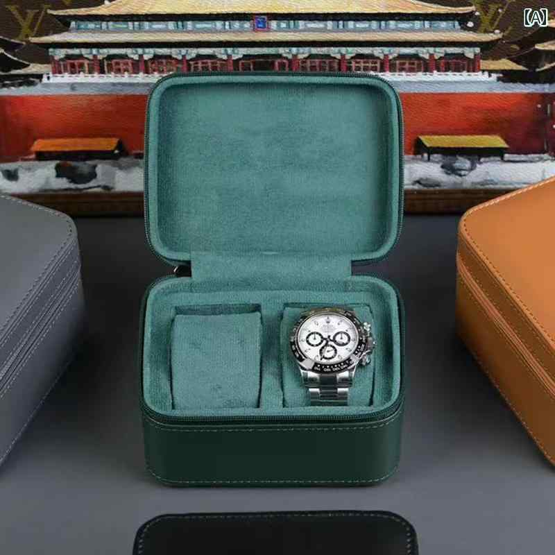 時計ケース 腕携帯 収納 持ち運び 旅行 ポータブル ジュエリーボックス シンプル グリーン グレー ブラ..