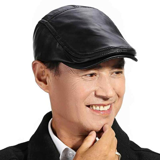 ハンチング レザー メンズ 紳士 帽子 カジュアル ファッション 春秋 革 キャップ ベレー帽 黒 ハンチング レザー メンズ 紳士 帽子 カジュアル ファッション 春秋 革 キャップ ベレー帽 黒