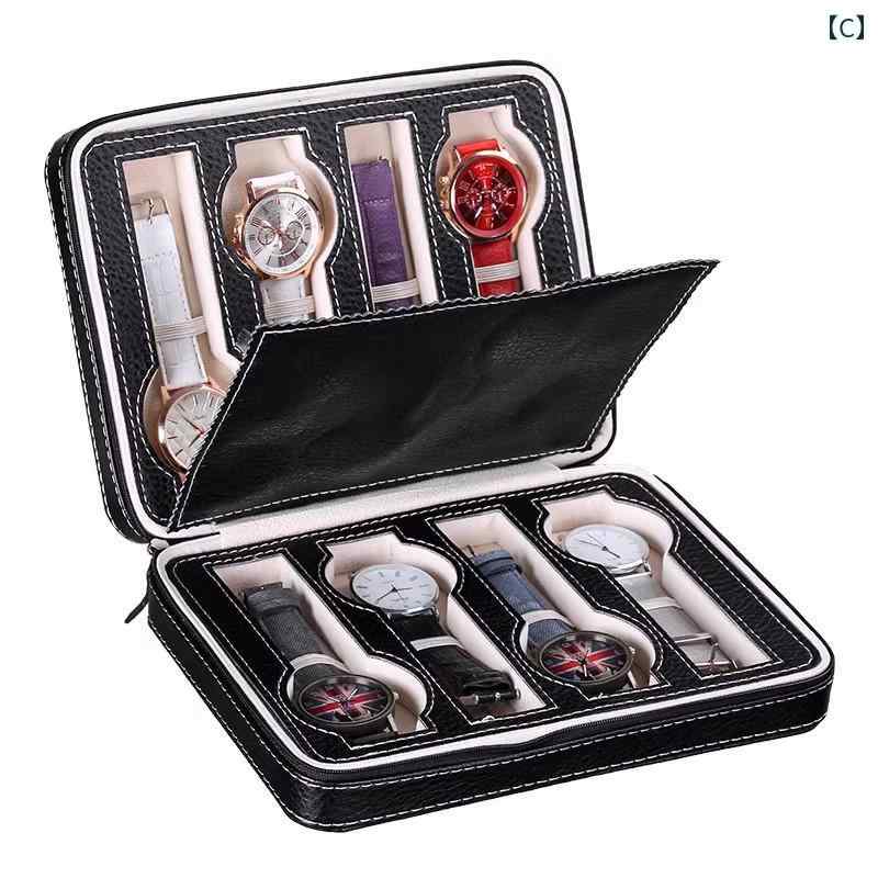 時計ケース 腕携帯 収納 持ち運び 革 レザー ボックス ポータブル ジッパー ジュエリー レトロ ブラック グリーン グレー