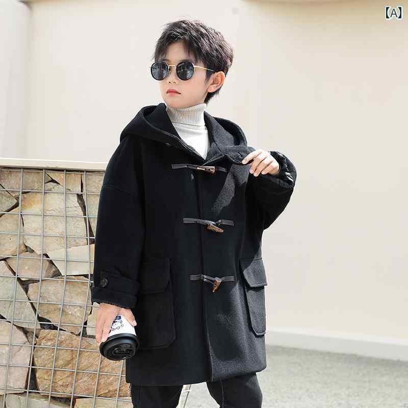 ダッフルコート キッズ アウター 子供服 男の子 女の子 秋冬 フード 丈 韓国 おしゃれ シンプル ブラック ブラウン