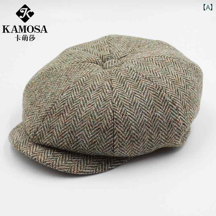 キャスケット メンズ 帽子 パーティー 英国 ファッション ベレー帽 レトロ チェック グリーン
