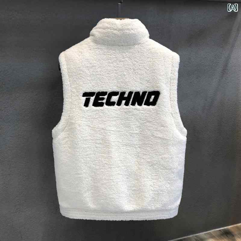 ダウンベスト メンズ アウター カジュアル 大きめサイズ 秋冬 暖かい ノースリーブ ジャケット リバーシブル 厚手 ボア アメリカン ホワイト ブラック