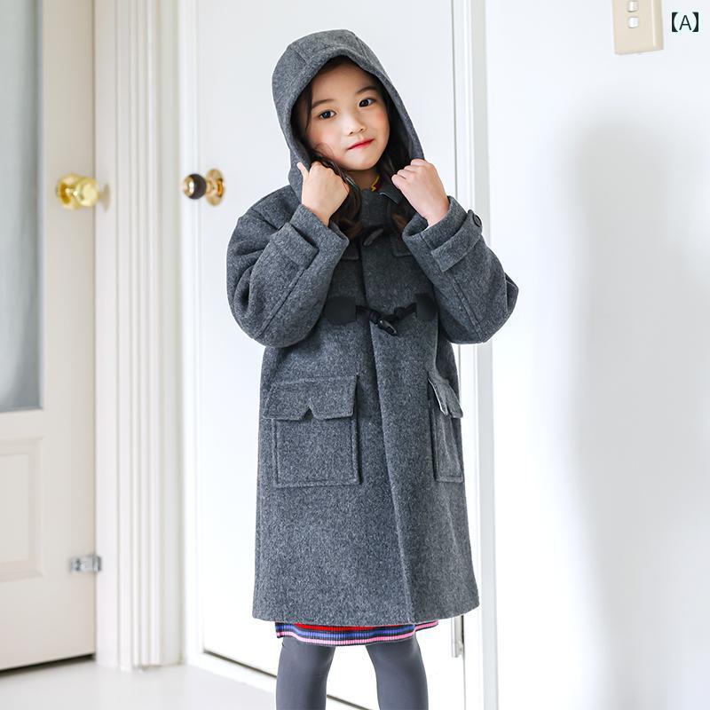 ダッフルコート キッズ アウター 子供服 女の子 男の子 ファッション 丈 冬 厚手 韓国 おしゃれ 大きめサイズ グレー グリーン