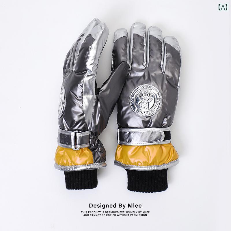 スキー グローブ スノーボード 手袋 冬 メンズ サイクリング 厚手 起毛 防寒 綿 グレー ブルー ブラック スマホ タッチスクリーン