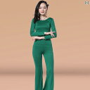 ベリーダンス 衣装 練習着 レディース 社交ダンス ラテン スーツ ラウンドネック 長袖 春夏 ボディスーツ グリーン レッド ブラック