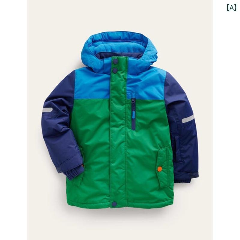 スノーボードウェア スキーウェア キッズ ジュニア 子供 防水 フード ジャケット 暖かい フリース 秋冬 カラフル グリーン ブルー レッド
