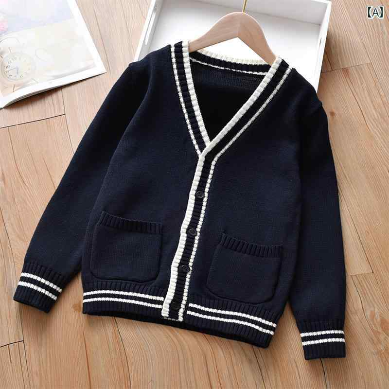 子供服 女の子 キッズ かわいい おしゃれ 少女 カーディガン セーター カレッジ 春春秋秋 ニット ジャケット 秋