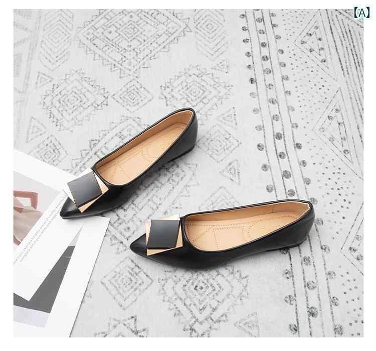 パンプス レディース 靴 フォーマル 入学式 卒業式 セレモニー オールシーズン フラット バックル ポインテッドトゥ ソフトレザー ソフト ソール