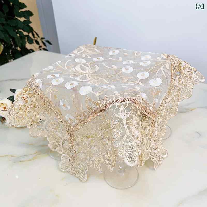 炊飯器 カバー おしゃれ ほこり防止 ダストカバー キッチン インテリア 多 レース ティートレイ スクエア ティーカップ 防塵 カップホルダー 生地