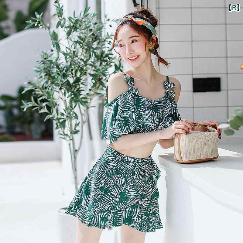 レディース 水着 セパレート おしゃれ 体型カバー ビーチ リゾート 夏 スリム 見え 女子 ワンショルダー 2点 セット 温泉