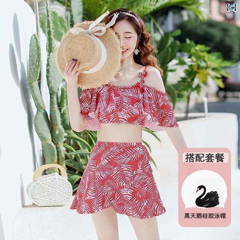 レディース 水着 セパレート おしゃれ 体型カバー ビーチ リゾート 夏 スリム 見え 女子 ワンショルダー 2点 セット 温泉