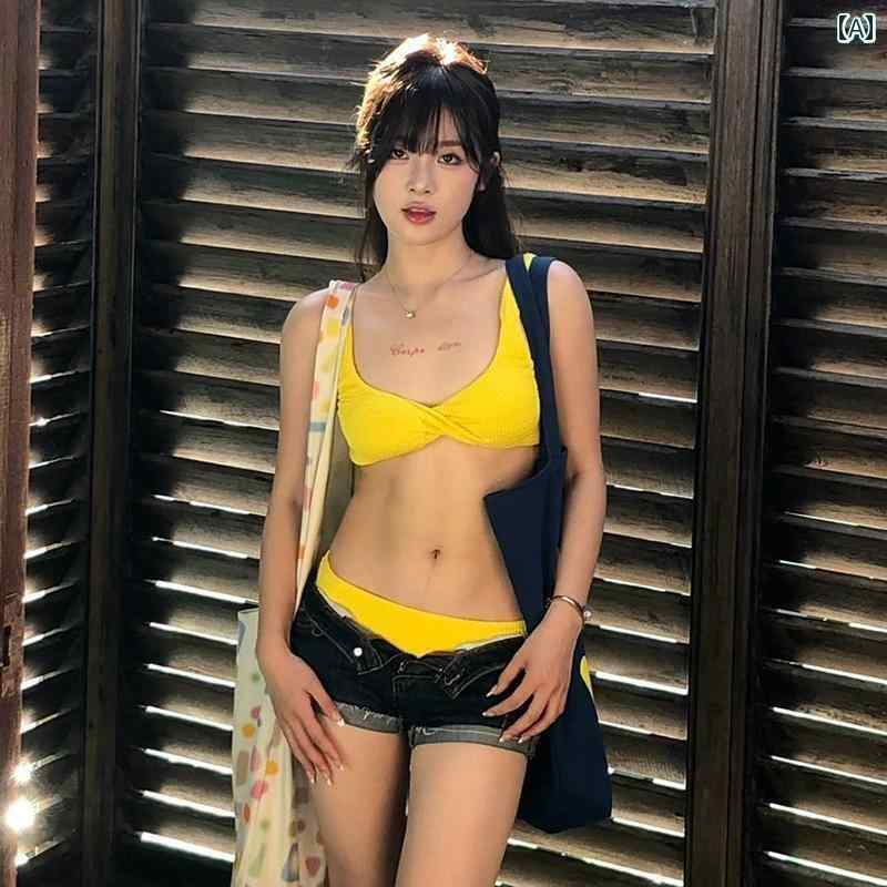 レディース 水着 ビキニ セパレート セクシー ビーチ リゾート 魅惑 3点 魅惑 イエロー 美白 休暇