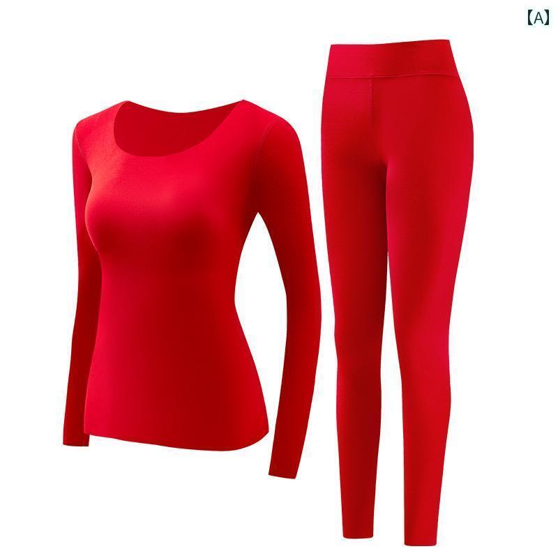 下着 レディース インナー ウェア 快適 年 赤 サーマル 起毛 ドイツ シームレス 花嫁 結婚式目 長袖 パンツ スーツ