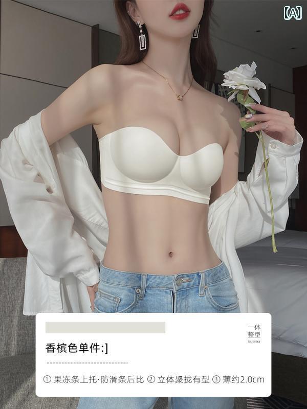 下着 レディース ブラジャー ブラ インナー ウェア 快適 レディース ストラップレス 小さめ 胸 大きく 見せる プッシュアップ 滑りくい シームレス 美しい バック 目 露出 防止 白 ラップ チューブ トップ