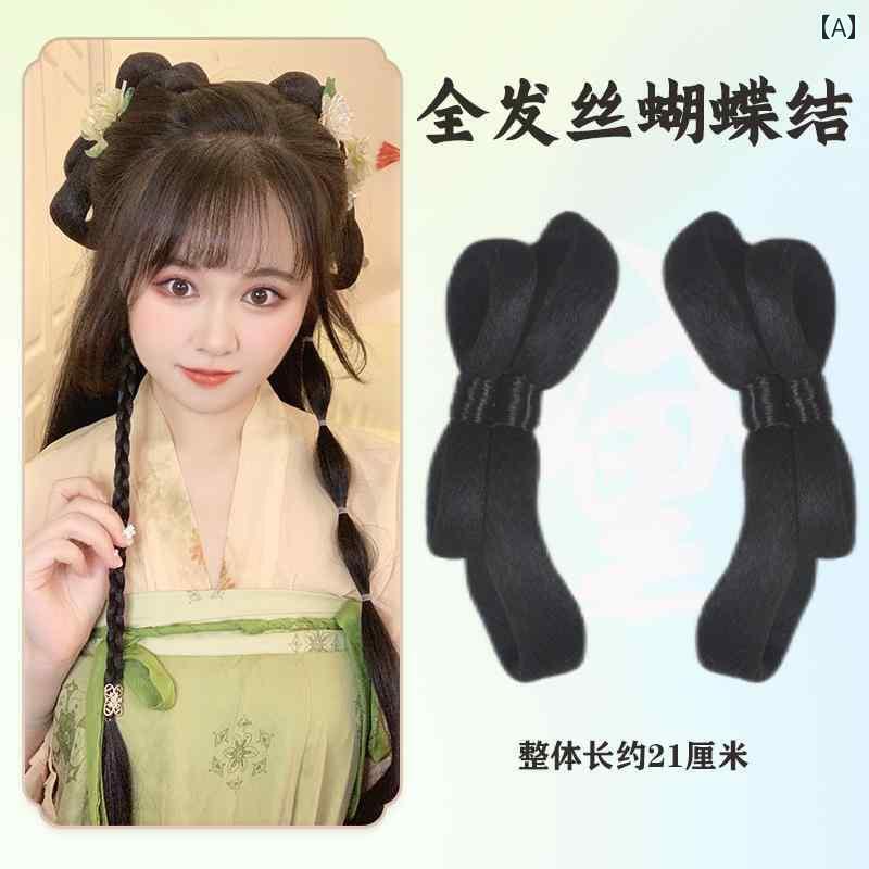 ウィッグ レディース レトロ コスプレ 舞台 発表会 小道具 漢服 フル ヘアー 変形 可能 リボン ヘア バ..